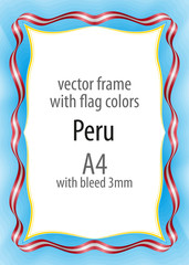 Frame and border of ribbon with the colors of the Peru flag