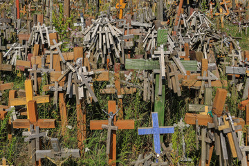 Catholic crosses on the hill of the Sanctuary of Holy Water near Bialystok, eastern Poland, Podlasie