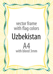Frame and border of ribbon with the colors of the Uzbekistan flag