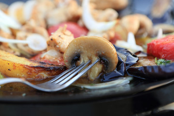 Saj kebab with mushrooms