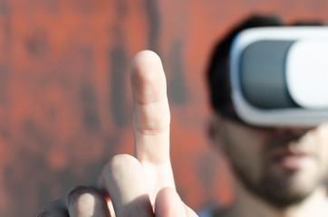 man push button on screen