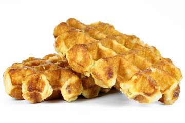 Belgian waffles isolated on white background