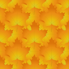 Fototapeta premium Seamless pattern made of red and orange maple leaves, autumn colored tiled texture, in vector