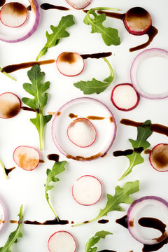 Decontructed Argula, Radish and Red Onion Salad