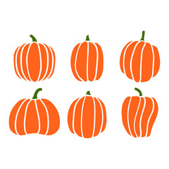 Autumn collection of pumpkin, orange halloween pumpkin set, EPS 8