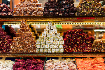 Turkish sweets in the Egyptian bazaar. Istanbul. Turkey