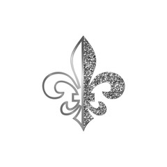 Fleur de lis symbols, silver glittering - heraldic symbols. Vector Illustration. Medieval signs.Glowing french fleur de lis royal lily. Elegant decoration symbols. © tanyushka81_81
