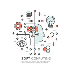 Obraz premium Vector Icon Style Illustration Concept of Machine Learning, Artificial Intelligence, Cognition, Soft Computing, Technology of Future, Isolated Symbols for Web and Mobile