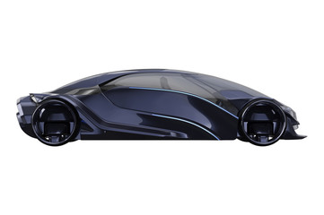 Car concept dark purple electric fast supercar, side view. 3D rendering