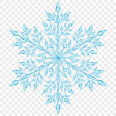 Big translucent Christmas snowflake. Transparency only in vector file