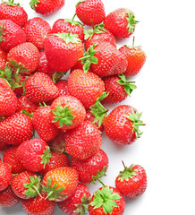 Tasty ripe strawberries on white background