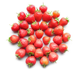 Tasty ripe strawberries on white background