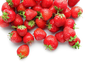 Tasty ripe strawberries on white background