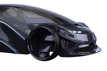 Car concept electric auto fast transportation, close view. 3D rendering