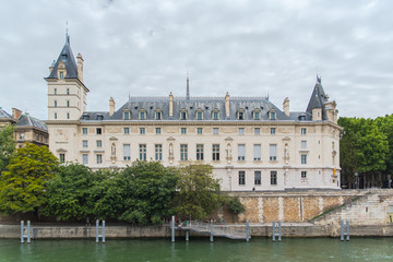 Fototapeta na wymiar Paris, Palais de Justice on the Seine, in Saint-Michel, quai des Orfevres 