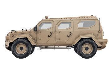 Obraz premium Suv car sand, side view. 3D rendering