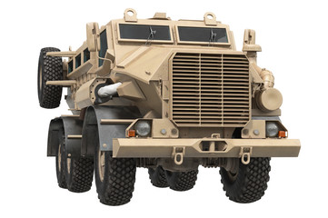 Truck military beige russian defense car. 3D rendering