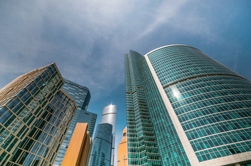 Fototapeta na wymiar Skyscrapers on blue sky background