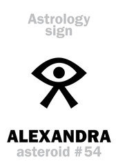 Astrology Alphabet: ALEXANDRA, asteroid #54. Hieroglyphics character sign (single symbol).