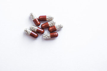 pills on white background