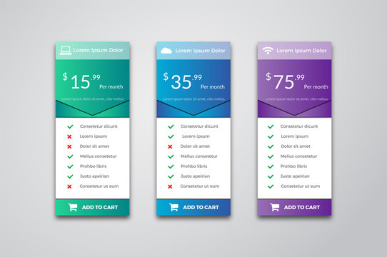 Pricing Plans Clean Design Vector Illustration