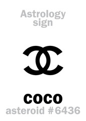 Astrology Alphabet: COCO, asteroid #6436. Hieroglyphics character sign (single symbol).