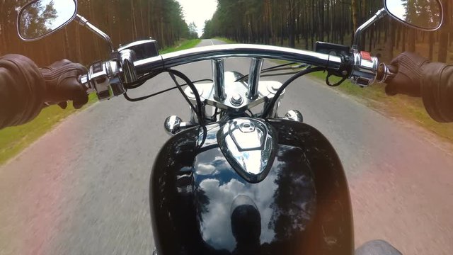A fist seat view on a motorcycle ride. 4K.