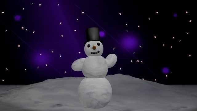 Waving snowman with cylinder. Christmas animation