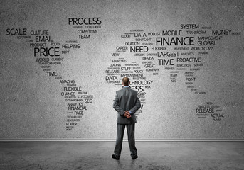 Concept of globalization and networking with business map of business keywords