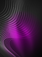 Obraz premium Glowing wave created with particles on dark color background