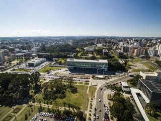 Aerial view of Curitiba cityscape, Parana State, Brazil. July, 2017.