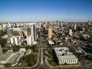 Naklejka na ściany i meble Aerial view of Curitiba cityscape, Parana State, Brazil. July, 2017.