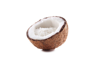 Coconuts with flakes isolated on a white background