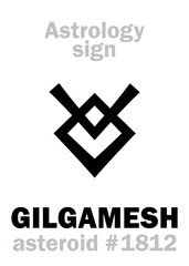 Astrology Alphabet: GILGAMESH, asteroid #1812. Hieroglyphics character sign (single symbol).