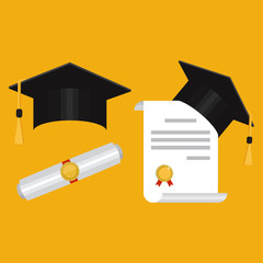 Fototapeta na wymiar Academic graduation cap isolated on the background. Vector illustration in the flat style