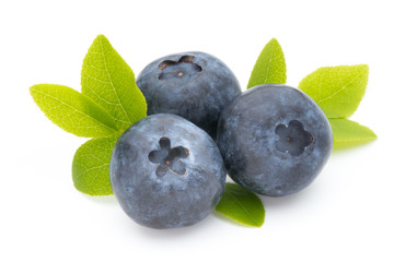Fresh blueberries on a white background.