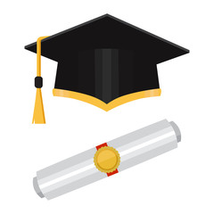 Academic graduation cap isolated on the background. Vector illustration in the flat style
