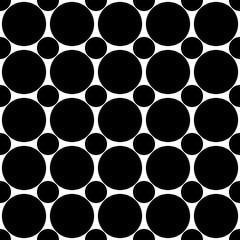 Seamless abstract black and white polka dot pattern - simple vector background graphic from circles