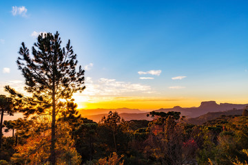 Campos do Jordao, Brazil. Pedra do Bau view at sunset (golden hour)