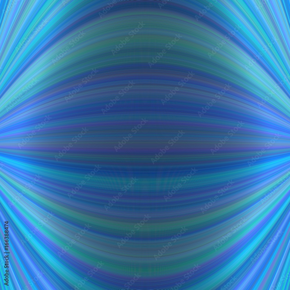 Poster abstract symmetrical motion background from thin curved lines in blue tones