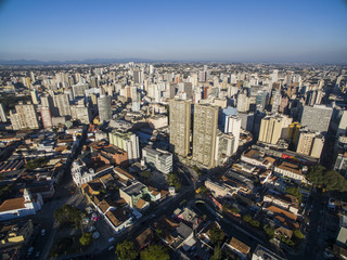 Aerial view of Curitiba cityscape, Parana State, Brazil. July, 2017.