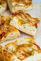 Italian focaccia with bell peppers