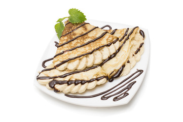 Crepes with bananas and cream