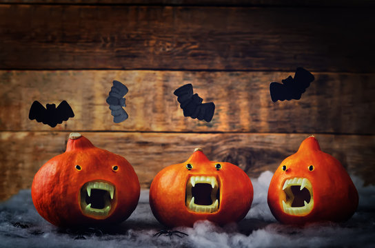 Pumpkins with Vampires teeth