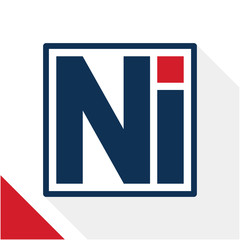 Icon logo initials square shape with a combination of the letters N and I