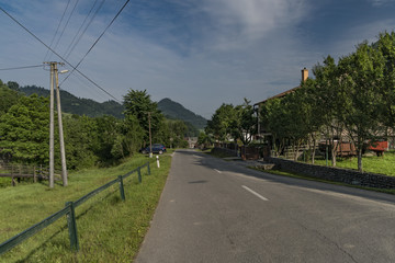 Fototapeta na wymiar Road near Lesnica village in Pieniny national park