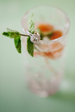 Peach & Mint Spritzer with an engagement ring