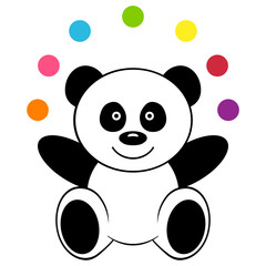Toy panda bear with with colorful balls