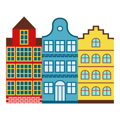 Naklejka premium Amsterdam house tourism travel design famous building euro adventure international vector illustration.
