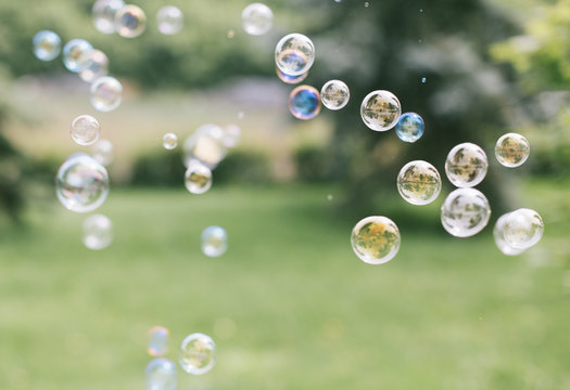 Bubbles on the nature background